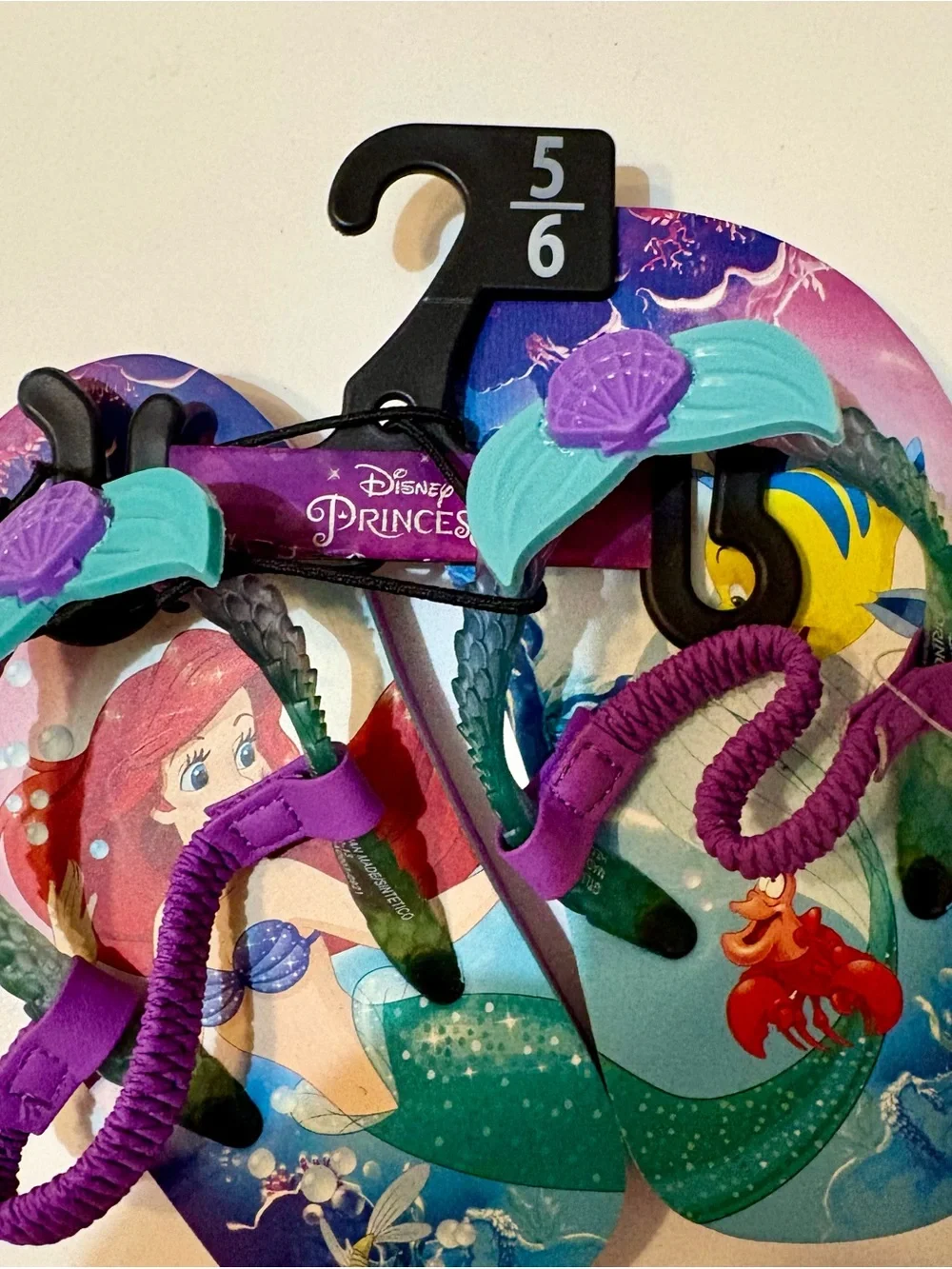 NEW Disney Little Mermaid Toddler Girls' Size 5/6 Sling-Back Flip-Flop Sandals